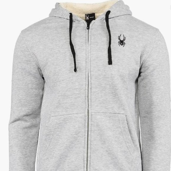 Spyder Men's Logo Full Zip Hoodie Grey Size Medium - Picture 3 of 3